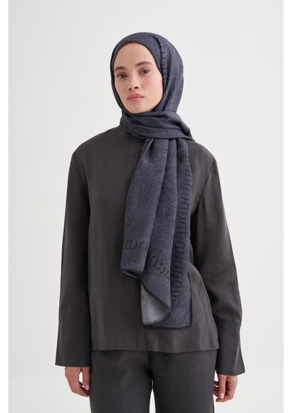 Elenora Monogram Floş Şal Füme fiyatları