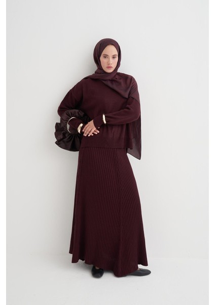 Fitilli Triko Etekli Takım Mürdüm fırsatları