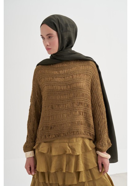 Geometrik Desen Liora Pamuk Şal Haki modelleri