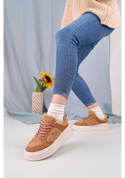 Kadın Peluş Detaylı Spor Ayakkabı - Kahverengi fiyatları