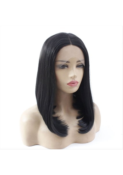 16 Inç Ön Dantel Peruk Kapanma Peruklar Şık Bob-Insan Saç Perukları Kadınlar Için Düz Remy-Brezilya Saç Perukları (Yurt Dışından) modelleri