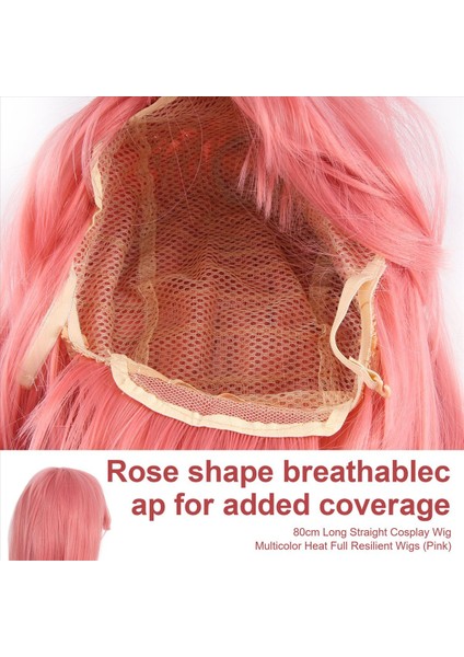 80CM Uzunluğunda Düz Cosplay Peruk Çok Renkli Isı Tam Esnek Peruklar (Pembe) (Yurt Dışından) indirimleri