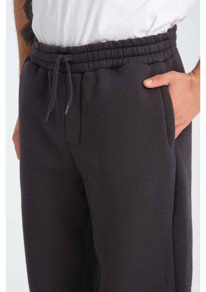 Baggy Kalıp 3 İplik Şardonlu Erkek Eşofman Altı - Füme fiyatları