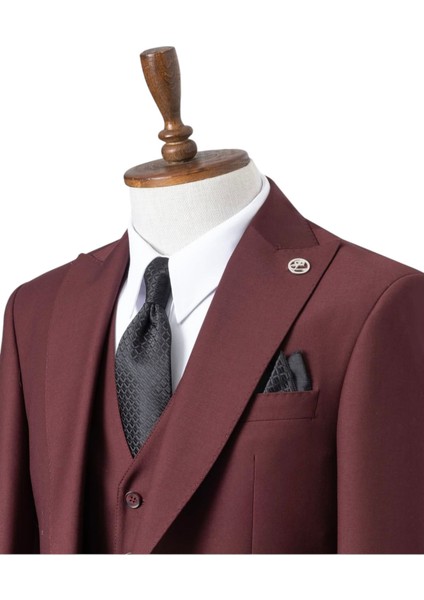 Erkek Takım Elbise, Kırlangıç Yaka, Blazer, Slımfıt, Bordo