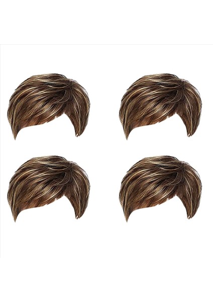 4x Kısa Düz Sentetik Peruk Kadın Doğal Peruk Rol Yapma Partisi ve Günlük Kullanım Peruk Için (Yurt Dışından)