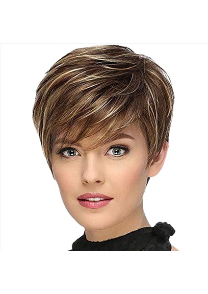 4x Kısa Düz Sentetik Peruk Kadın Doğal Peruk Rol Yapma Partisi ve Günlük Kullanım Peruk Için (Yurt Dışından) fiyatları