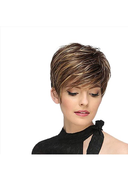 4x Kısa Düz Sentetik Peruk Kadın Doğal Peruk Rol Yapma Partisi ve Günlük Kullanım Peruk Için (Yurt Dışından) fırsatları