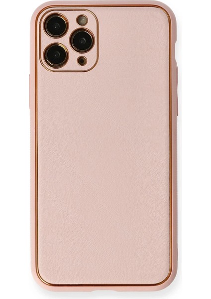 iPhone 11 Pro Kılıf Coco Deri Silikon Kapak - PEMBE-(5796) - X583I692-R99583