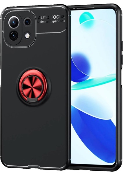 Xiaomi Mi 11 Lite Kılıf Range Yüzüklü Silikon - SIYAH-KIRMIZI-(5796) - X497I690-R62497