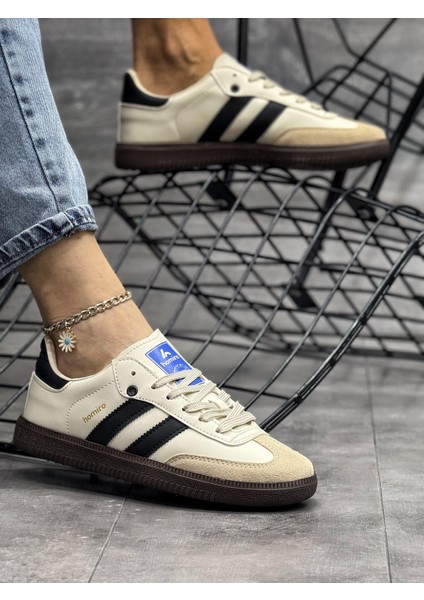 Bağcıklı Unisex Spor Sneaker Ayakkabı-Bej-Siyah fiyatları