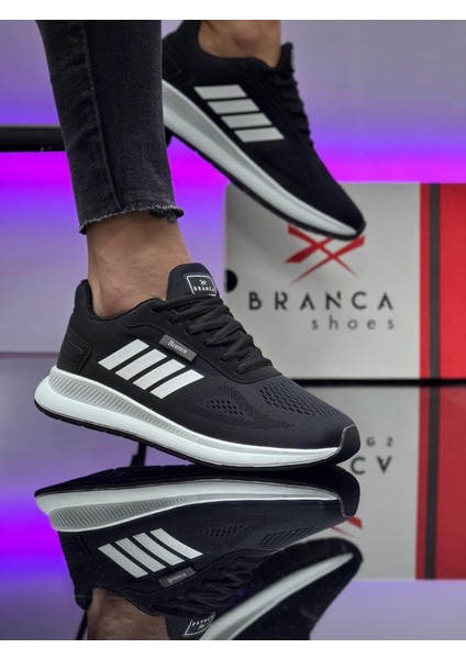 Unisex Micro Taban Fuspetli Spor Ayakkabı-Siyah-Beyaz