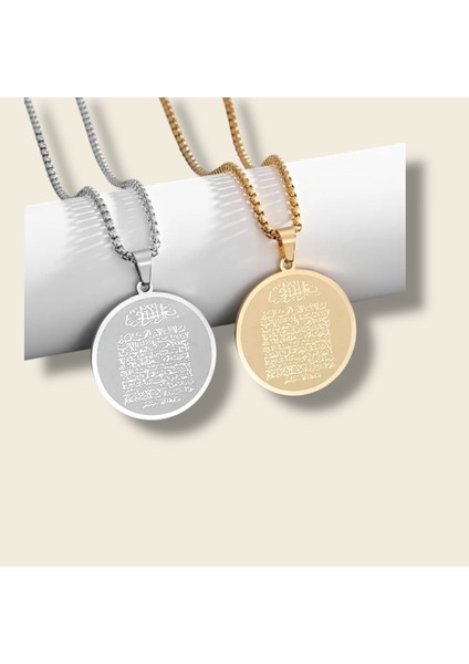 Ayetel Kürsi Yazılı Gümüş/altın Renk Paslanmaz Çelik Kolye | Manevi ve Koruyucu Unisex Takı fiyatları