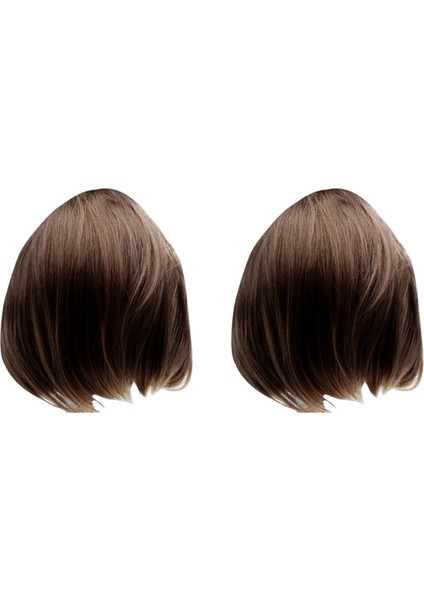 2x Kısa Düz Bob Peruklar Brezilya Insan Saç Perukları Tam Peruklar (40 Cm) Kahverengi Renk (Yurt Dışından)
