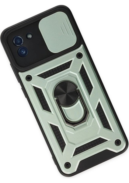 Samsung Galaxy A03 Kılıf Pars Lens Yüzüklü Silikon - YEŞIL-(5796) - X899I620-R03899 modelleri