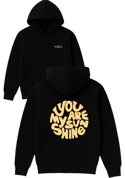 You Are My Tasarım Baskılı Oversize Siyah Kapüşonlu Sweatshirt