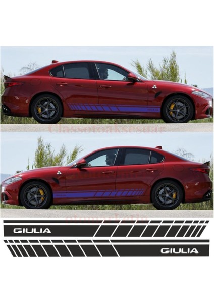 Alfa Romeo Giulia Için Özel Yeni Uyumlu Aksesuar Oto Yan Şerit Özel Yeni Sticker Siyah Uzunluk 175 cm