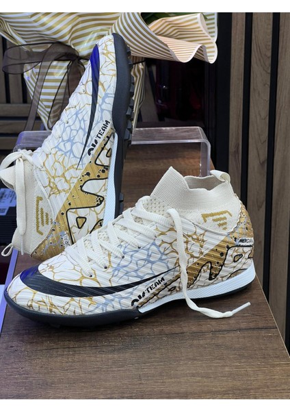 Erkek Likralı Çoraplı Halısaha Spor Ayakkabı- Bej Altın fırsatları