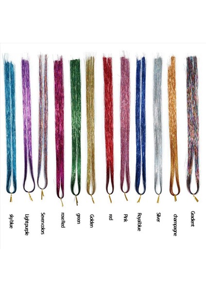 2x Saç Tinsel Tersel Talklar Aletler 12 Renk Saç Tinsel Strands Kit Saç Uzantıları Pırıltılı Parlak Ipek Tinsel (Yurt Dışından) modelleri
