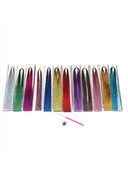 2x Saç Tinsel Tersel Talklar Aletler 12 Renk Saç Tinsel Strands Kit Saç Uzantıları Pırıltılı Parlak Ipek Tinsel (Yurt Dışından) fırsatları