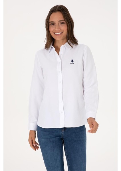 WOX025K U.s Polo Assn. Kadın Uzun Kol Gömlek 2230195 Beyaz