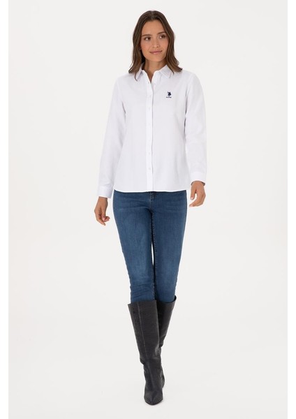 WOX025K U.s Polo Assn. Kadın Uzun Kol Gömlek 2230195 Beyaz modelleri