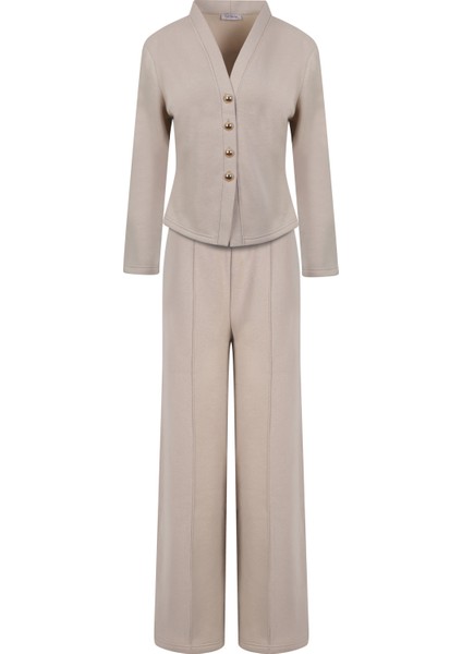 Cortina Set Düğmeli Şardonlu 3iplik Takım