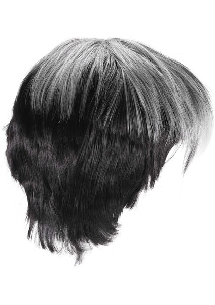Erkekler Kısa Düz Peruk Ombre Gri Siyah Sentetik Peruk Erkek Saçları Için Gerçekçi Doğal Toupe Peruk (Yurt Dışından) modelleri