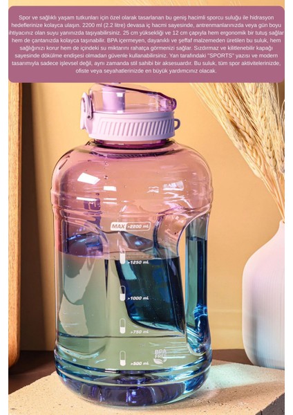 2200 ml Suluk 2.2 Litre - Kilitli Kapaklı Geniş Hacimli Matara indirimleri