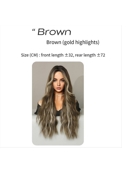 Kahverengi Bej Boyalı 72CM Peruk Kadın Uzun Kıvırcık Saç Orta Peruk Patlamaları Su Dalgası Fiber Peruk (Yurt Dışından) indirimleri