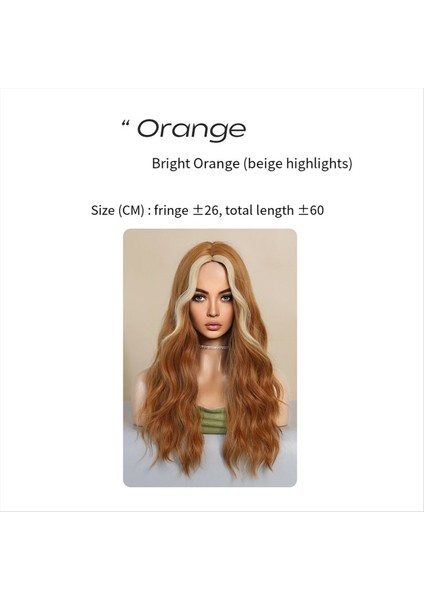 Turuncu 60CM Peruk Uzun Kıvırcık Saç Ortamı Ayrıldı Fiber Simülasyonu Avrupa Amerikan Peruklarını Kapsayan Patlama Kafası Yok (Yurt Dışından) indirimleri