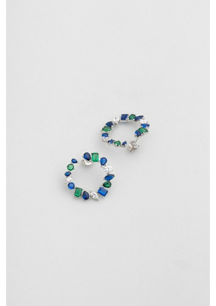 Yakamoz Aurası 18 Ayar Beyaz Altın Kaplama Gümüş Küpe