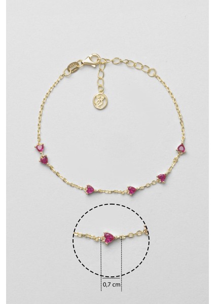 Yakut Kalbi 18 Ayar Sarı Altın Kaplama 19 cm Gümüş Bileklik modelleri