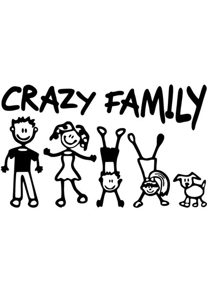 Crazy Family Oto Özel Yeni Sticker Siyah 30 x 18 cm