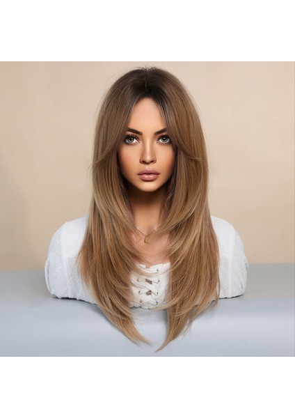 64CM Avrupa ve Amerikan Simülasyon Peruğu Dişi Uzun Saç Merkezi Ayrıldı Tam Kafa Seti Uzun Saçlı Kadın Set Kafa Peruğu Bir (Yurt Dışından) fırsatları