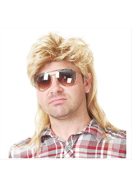 Mens Kefal Peruk 80S Kostüm Glam Parti Aksesuarları Cosplay Peruk Şal Kıvırcık Saç (Yurt Dışından)