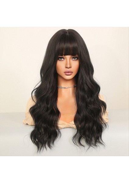 Doğal Siyah 64CM Peruk Dişi Uzun Kıvırcık Saçlar Büyük Dalga Kıvırcık Saç Bütün Üst Tam Kafa Seti Doğal Peruk (Yurt Dışından) indirimleri
