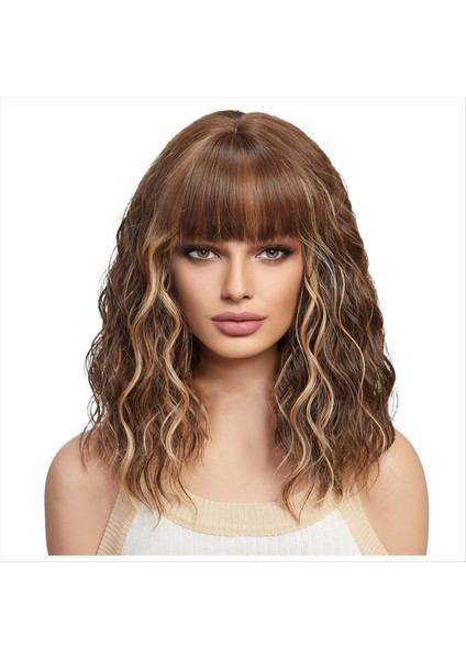 Kısa Kıvırcık Kül Sentetik Peruklar Sarışın Saç Perukları Kadınlar Için Günlük Cosplay Doğal Peruk-E (Yurt Dışından)
