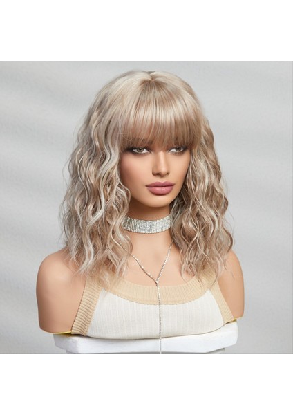 Kısa Kıvırcık Kül Sentetik Peruklar Sarışın Saç Perukları Kadınlar Için Günlük Cosplay Doğal Peruk-E (Yurt Dışından) fiyatları