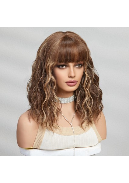 Kısa Kıvırcık Kül Sentetik Peruklar Sarışın Saç Perukları Kadınlar Için Günlük Cosplay Doğal Peruk-E (Yurt Dışından) modelleri