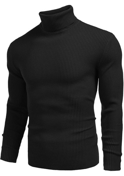 Erkek Boğazlı Slim Fit Triko Kazak – Basic Esnek Kışlık Model