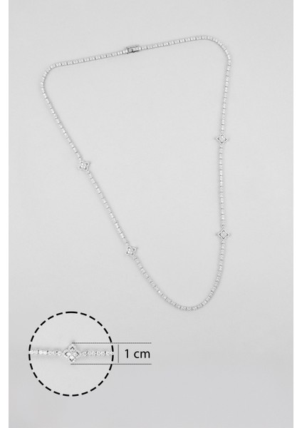 Şanslı Yonca 18 Ayar Beyaz Altın Kaplama Gümüş Su Yolu Kolye fiyatları