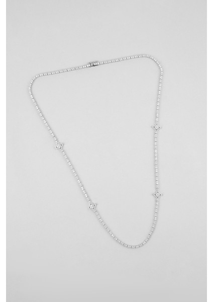 Şanslı Yonca 18 Ayar Beyaz Altın Kaplama Gümüş Su Yolu Kolye fırsatları