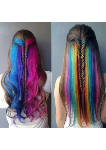 26 Adet Renkli Parti Saç Uzatmalarında Renkli Klipsi Vurgular 55CM Düz Sentetik Saç Parçaları Gökkuşağı (Yurt Dışından) fırsatları