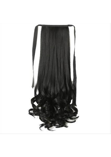58CM Kadınlar Uzun Kıvırcık Saç Tie Wig Pony Kuyruğu Armut Çiçeği Stili Büyük Dalgalı Peruk Gerçekçi Uzun Kıvırcık Saç Alacak Kuyruğu B (Yurt Dışından)
