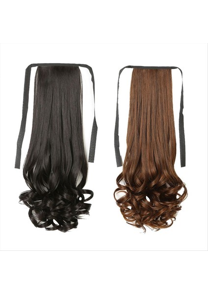 58CM Kadınlar Uzun Kıvırcık Saç Tie Wig Pony Kuyruğu Armut Çiçeği Stili Büyük Dalgalı Peruk Gerçekçi Uzun Kıvırcık Saç Alacak Kuyruğu B (Yurt Dışından) fiyatları