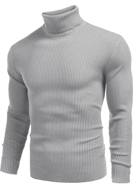 Erkek Boğazlı Slim Fit Triko Kazak – Basic Esnek Kışlık Model