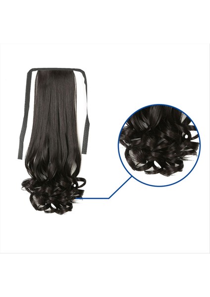 58CM Kadınlar Uzun Kıvırcık Saç Tie Wig Pony Kuyruğu Armut Çiçeği Stili Büyük Dalgalı Peruk Gerçekçi Uzun Kıvırcık Saç Alacak Kuyruğu B (Yurt Dışından) fırsatları