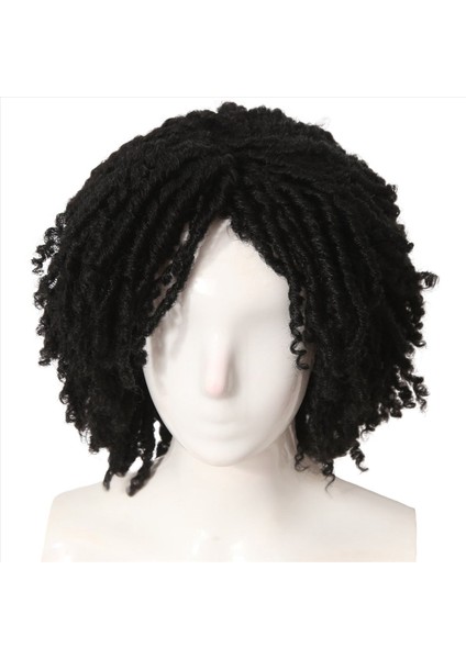 Afrika Içi Boş Kirli Örgülü Peruk Kimyasal Fiber Kısa Kıvırcık Saç Kirli Örgülü Peruk Kadınlar Kadınlar Için Siyah Dreadlock Peruk (Yurt Dışından) fırsatları