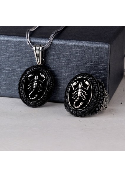 925 Ayar Gümüş Mikro Taşlı Akrep Model Kolye Yüzük Kombini modelleri