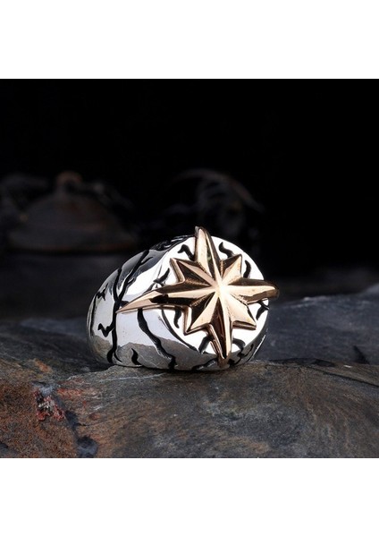 Yön Pusulası Model 925 Ayar Gümüş Erkek Yüzük modelleri